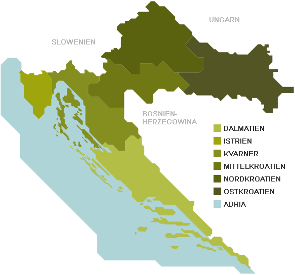kroatien, karte, landkarte, map